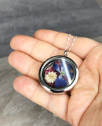 Star Blossom & Chrysanthemum & Dill Blossom 925 Sterling Silver Medaillon Chain