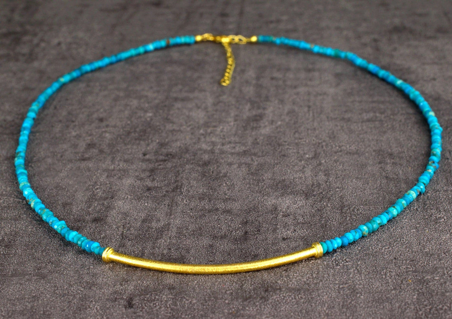 925 Sterling Gold Plated Gemstone Chain "Turquoise & Gold"