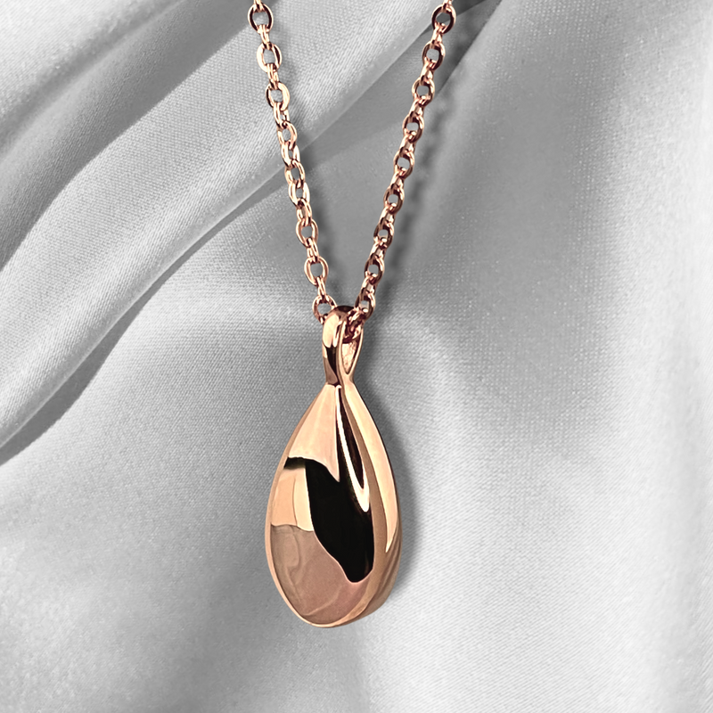 Urn Ash Bottle Pendant Cremation Rose Gold Stainless Steel Chain - Customizable with ENGRAVING - Funeral Gift - VIK-02