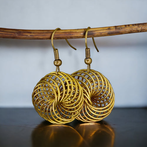 "Bird's nest" bronze earrings in Vintage style -VINOHR-83