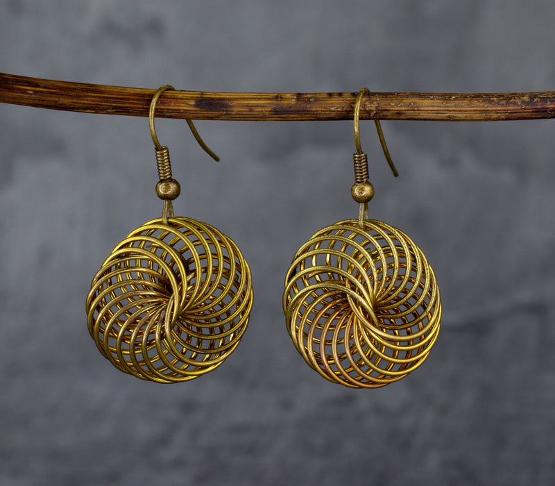 "Bird's nest" bronze earrings in Vintage style -VINOHR-83